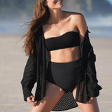 Black sheer overshirt Byron Bay Australian made natural fabrics