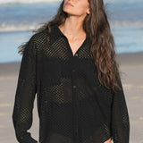 Black cotton oversized shirt. Byron Bay Australian made natural fabrics