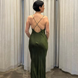 LOW BACK DRESS - DARK OLIVE