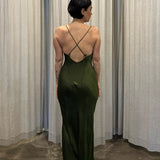 LOW BACK DRESS - DARK OLIVE
