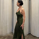 LOW BACK DRESS - DARK OLIVE