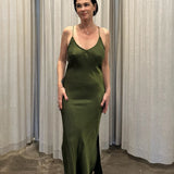 LOW BACK DRESS - DARK OLIVE