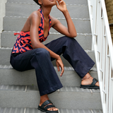 Tuck Tie Halter top - 100% cotton Tribal print