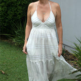 Retro halter maxi dress - Grid