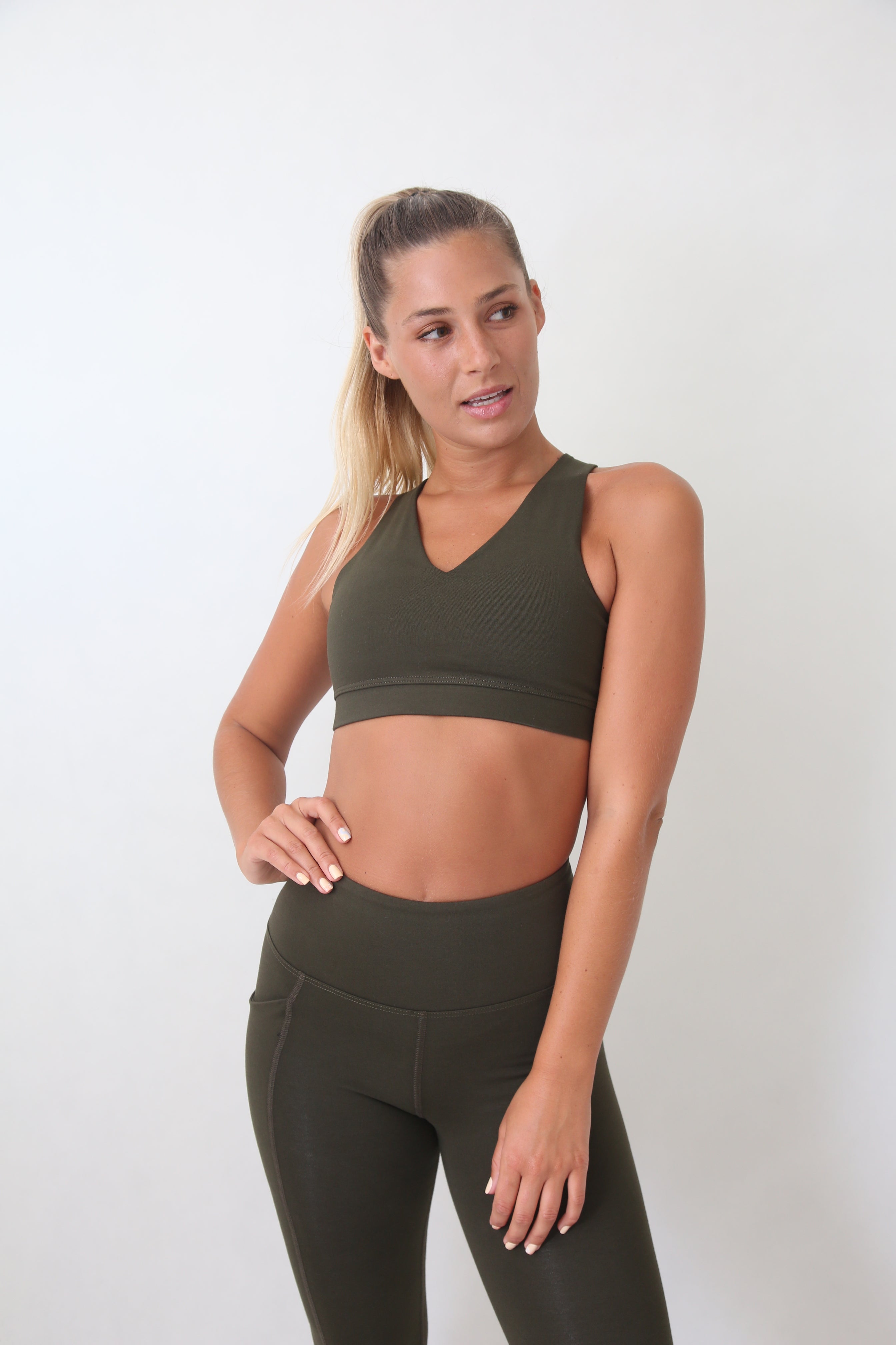 V neck sports crop Australian made