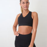 V neck sports crop cotton