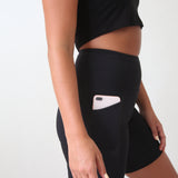 Cotton bike shorts with phone pocket