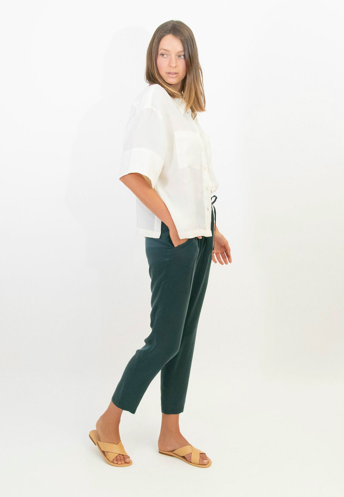 Silk shirt with pockets