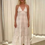 Retro halter maxi dress - Grid