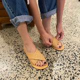 Leather woven sandals crossover