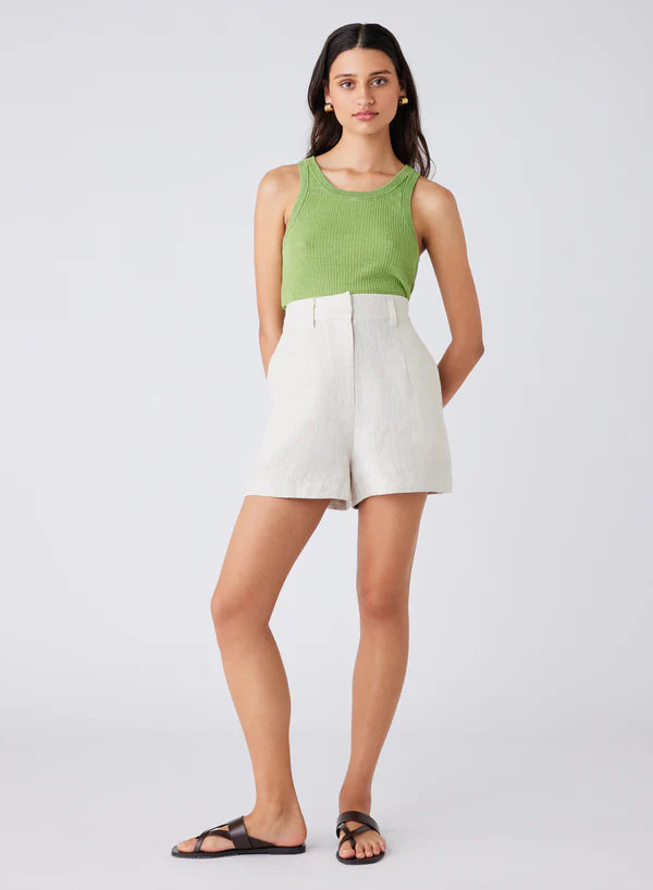Esmaee Avalon Shorts. Luxe Herringbone linen with Fitted waistband.
