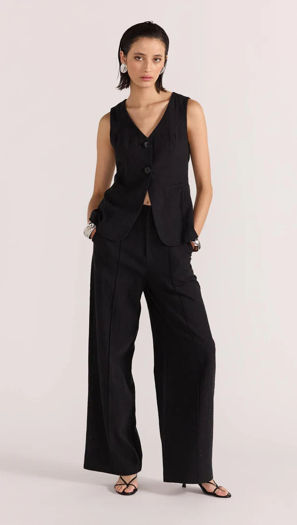 Athena Pant by Staple. Cotton LInen black pant