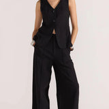 Athena Pant by Staple. Cotton LInen black pant