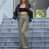 Sage green linen pants with wide leg and pockets. Made in Australia