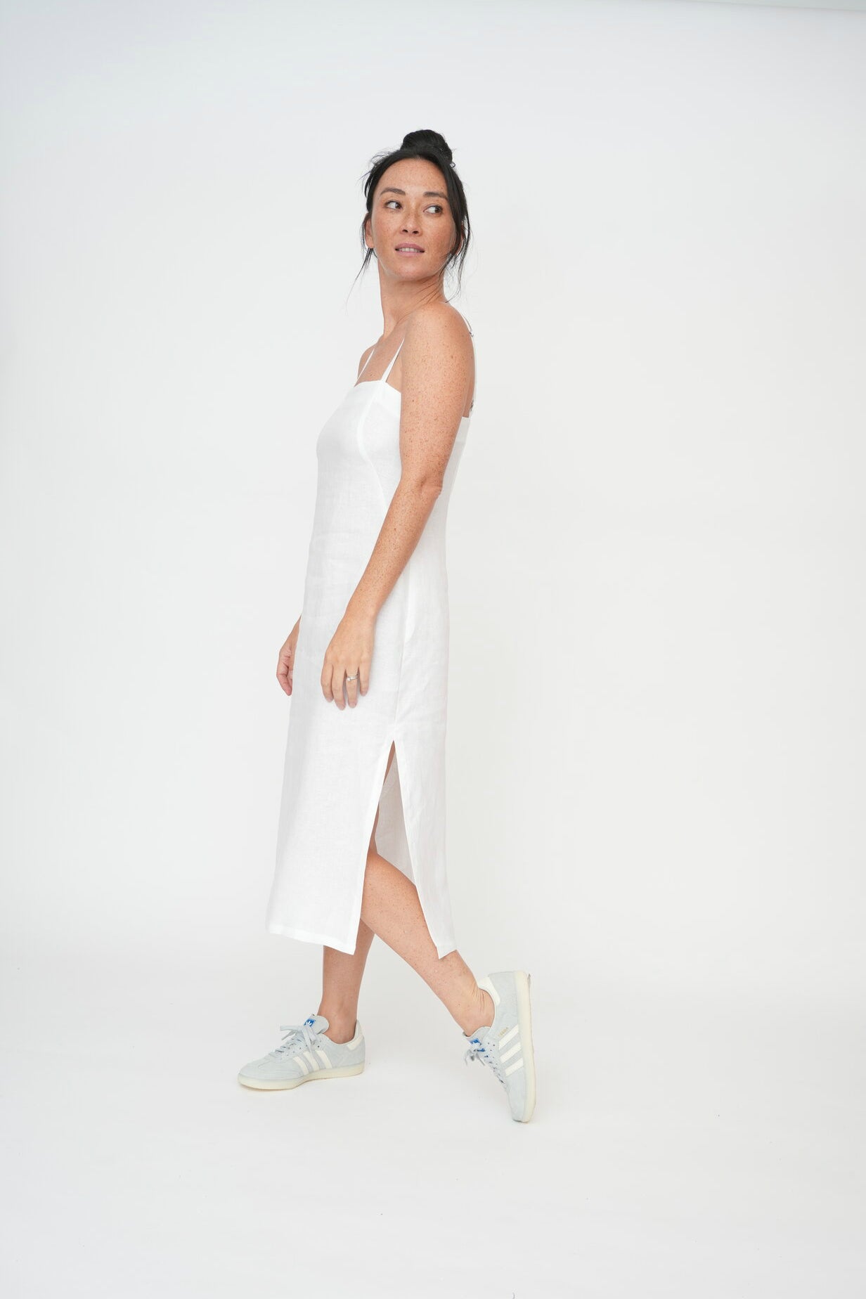 White linen dress