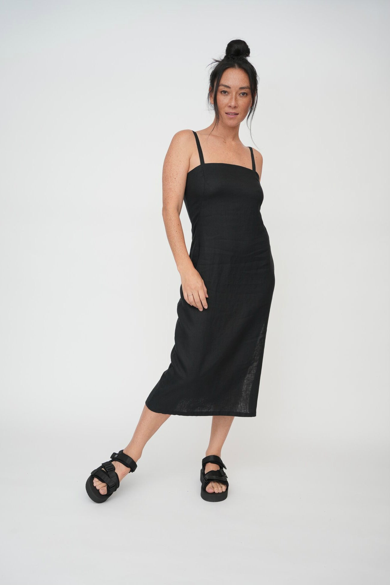 Made in Australia Black dress with side splits 