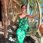 Green floral cami made with natural fibers. desgined in Byron Bay, made in Australia.