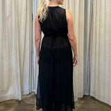 GRECIAN DRESS - BLACK SILK + COTTON BLEND - SURPLUS FABRIC SUPPLY
