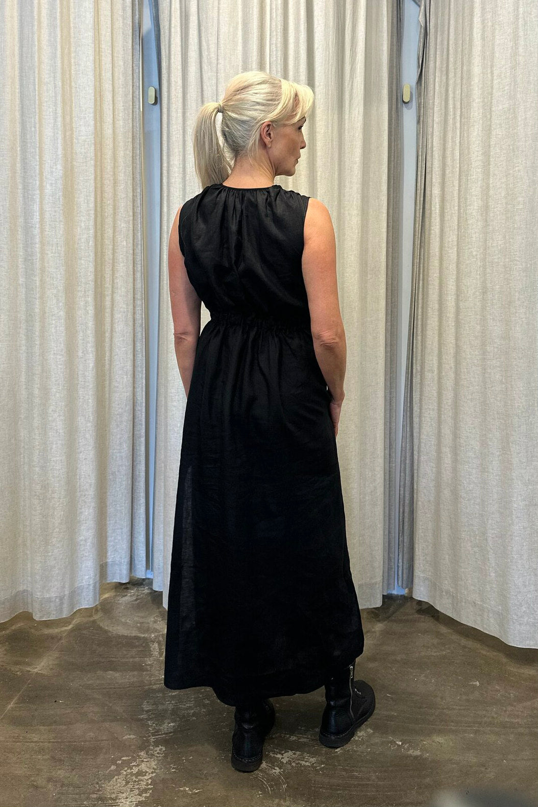 Long black dress with splits
