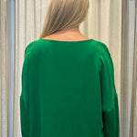 Byron Bay ethical fashion. Green long sleeved blouse
