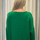 Byron Bay ethical fashion. Green long sleeved blouse