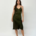 Llow back silk mix bias cut dress with adjustable straps