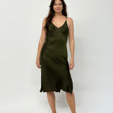 Llow back silk mix bias cut dress with adjustable straps