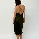 Green silk dress with cross back