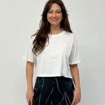 organic cotton white crop tee with half sleeve