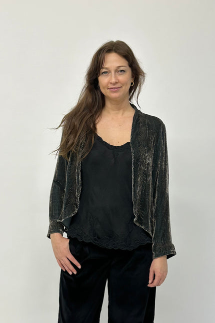 Silk velvet mix jacket with beautiful embroidery