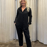 HIGH FLYING BOILER SUIT - BLACK LINEN - SURPLUS FABRIC SUPPLY