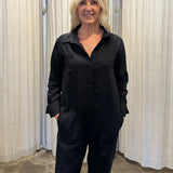 HIGH FLYING BOILER SUIT - BLACK LINEN - SURPLUS FABRIC SUPPLY