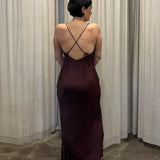 LOW BACK DRESS - BORDEAUX