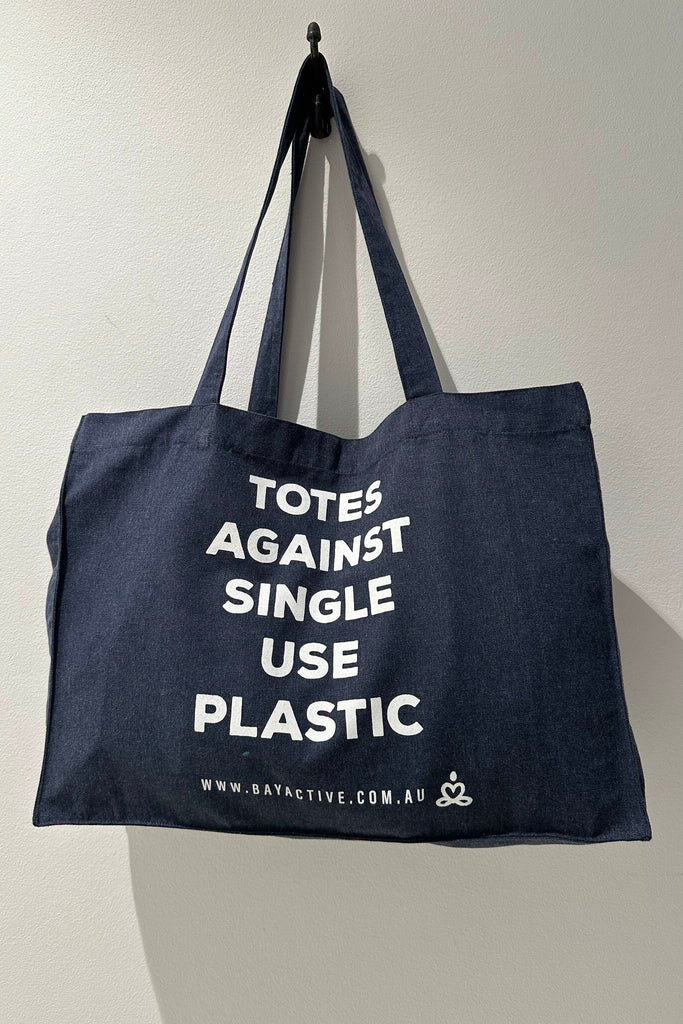 Recycled cotton and polyester tote bag with logo totes against single use plastic