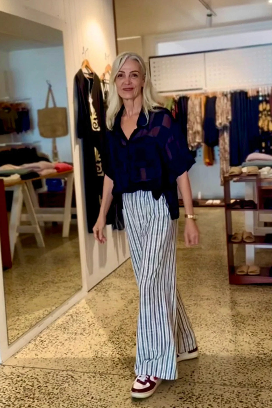 Flattering high cut man style pants 