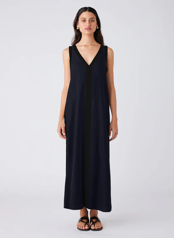 2 tone dress with v neck