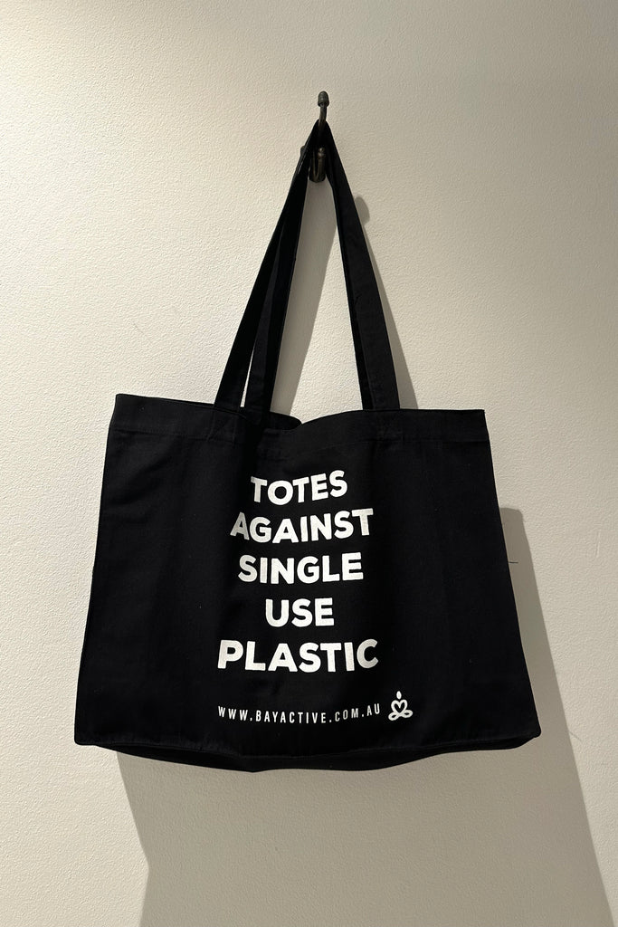 We are totes against single use plastic.  Recycled shopping bag