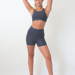 High waisted cotton yoga shorts