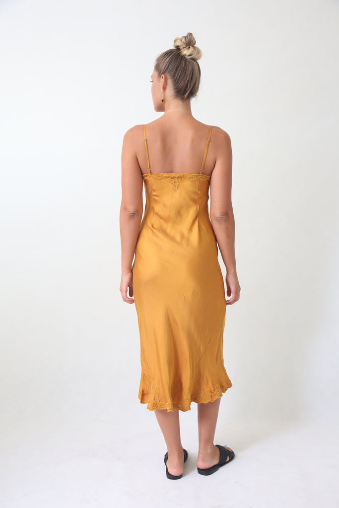 Marilyn Luxe Silk Dress - Gold