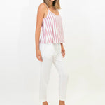 white cotton elastic waist pant ethical sustainable and made in australia