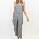 Australian made linen overalls with pockets and vintage style buttons