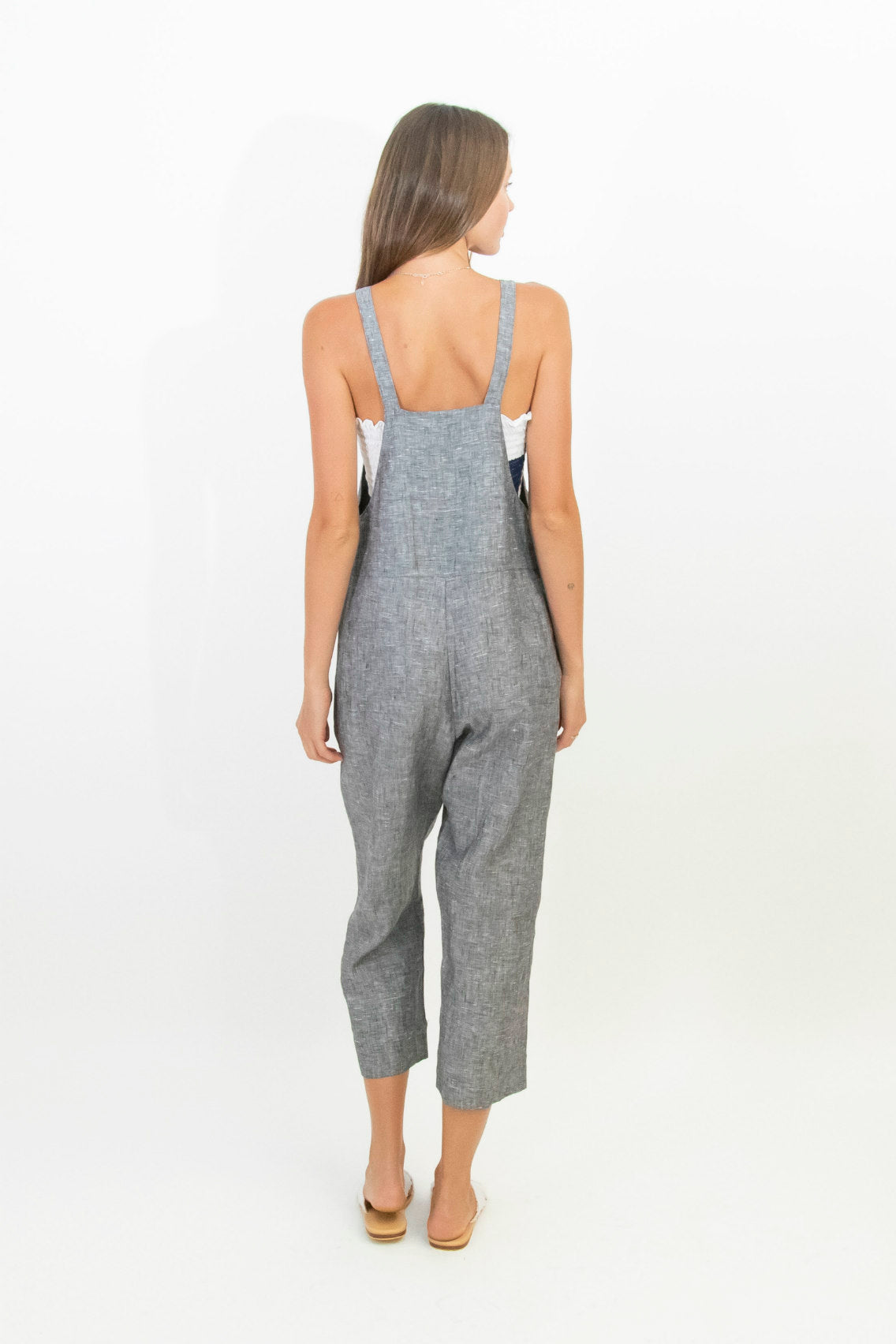 Linen overalls made in Australia.