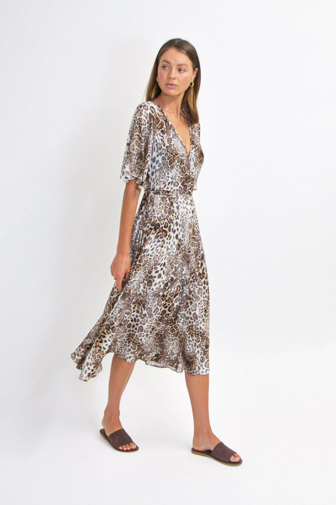 Leopard print wrap dress made in Australia