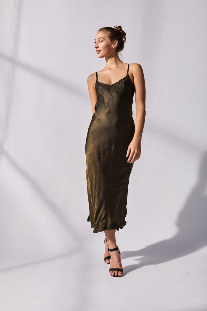 Bias cut silk maxi dress