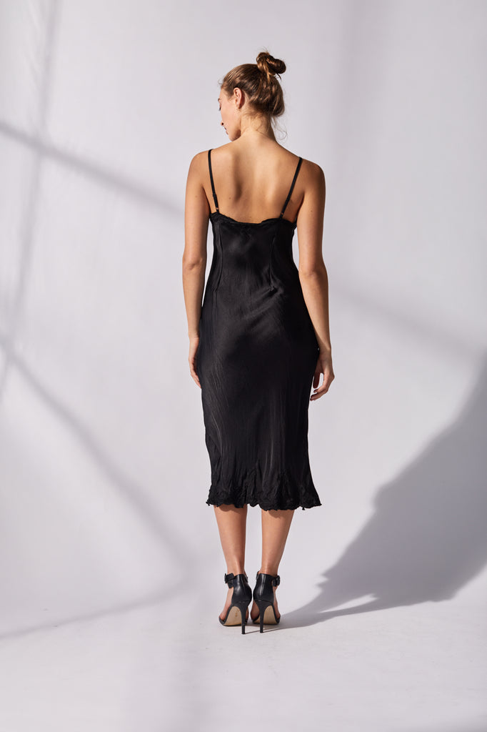 Marilyn Luxe Silk Dress - Black