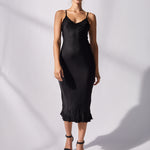 Black silk cocktail dress otomo