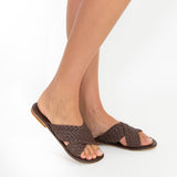 Woven leather shoes
