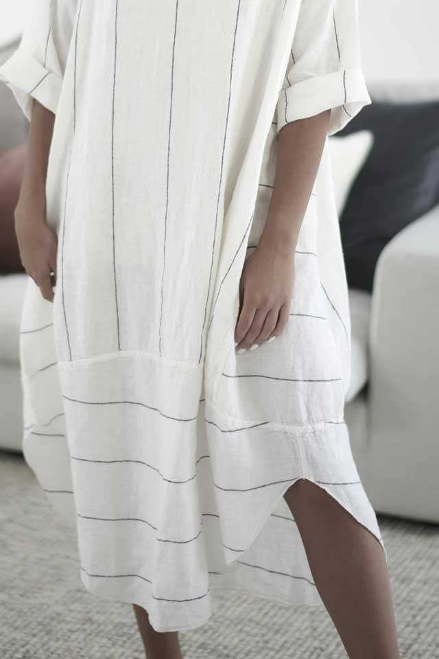 The Malle Linen Dress - Carter stripe