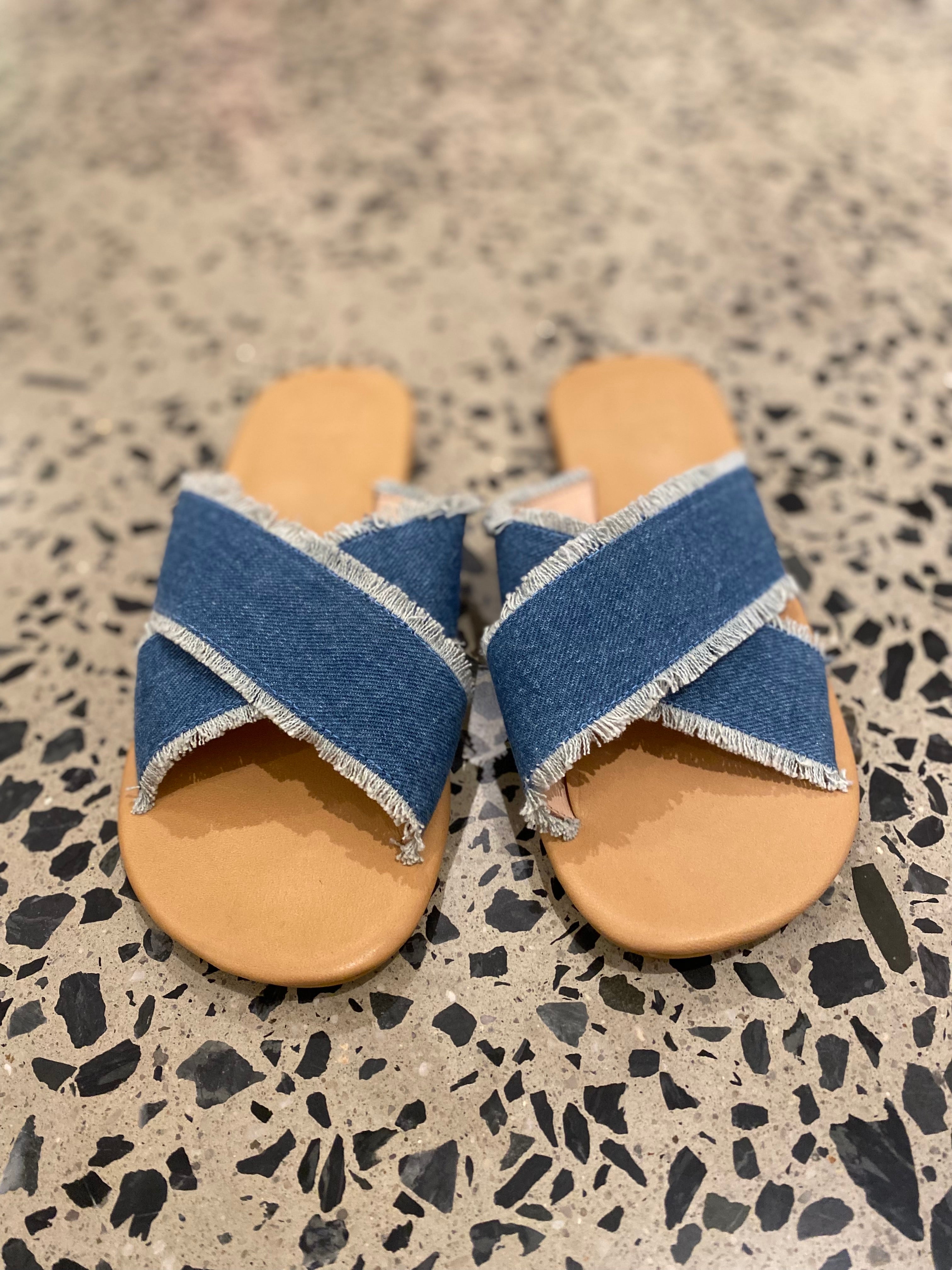 Comfortable leather slides
