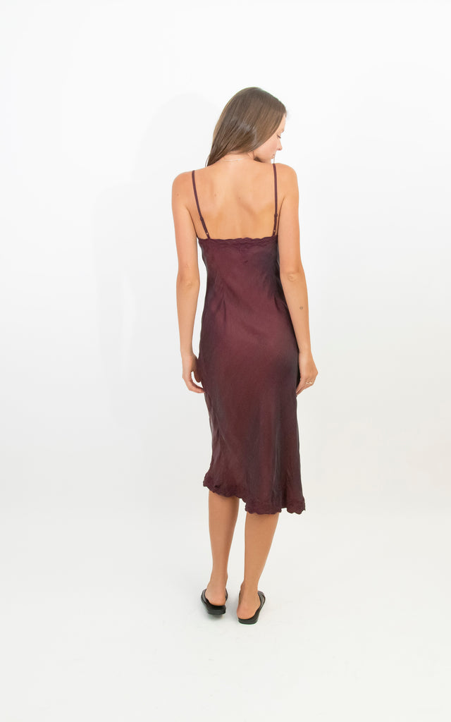 Silk slip dress in midi length